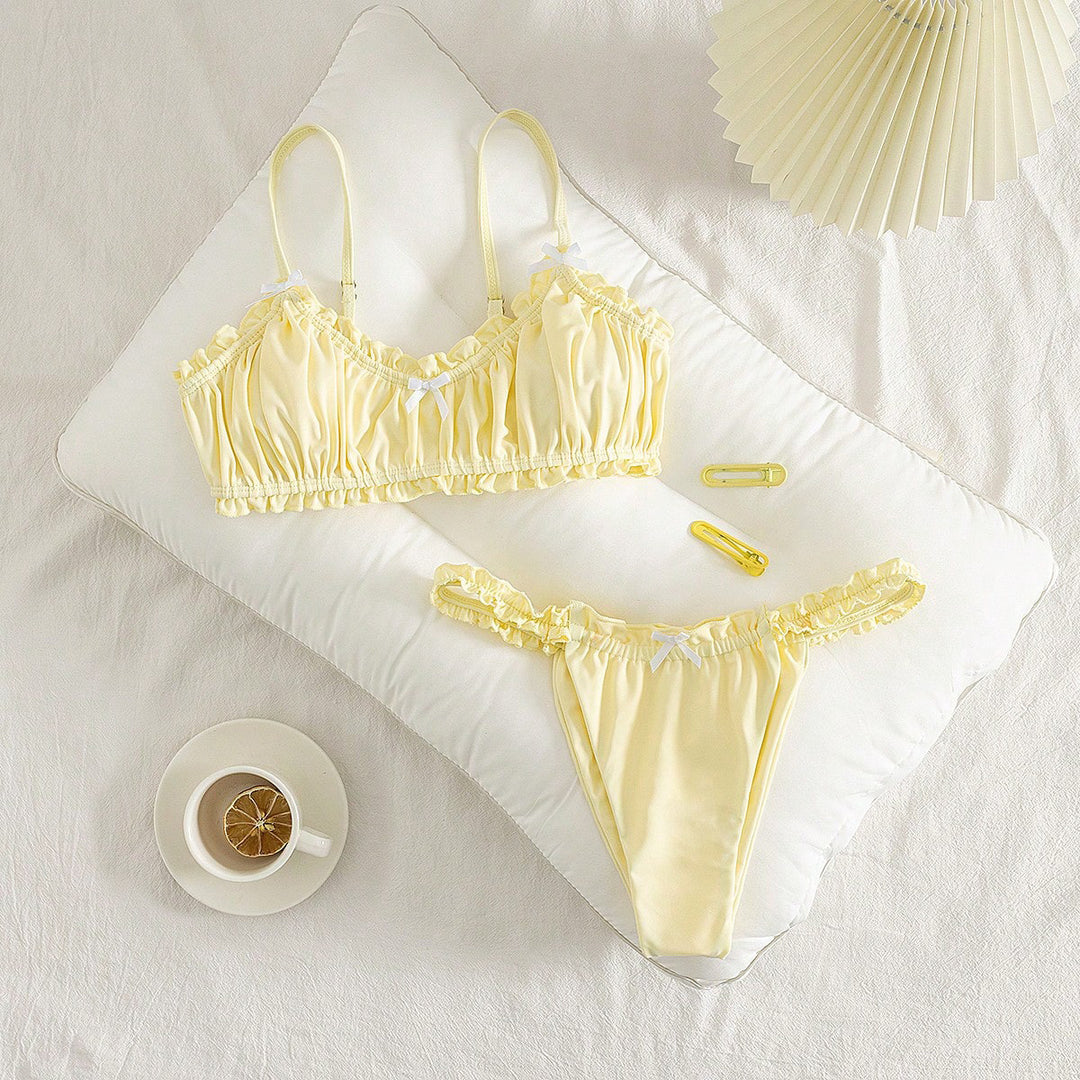 Dame Ruffle-top-bikini med charmerende sløjfedetaljer Skovae