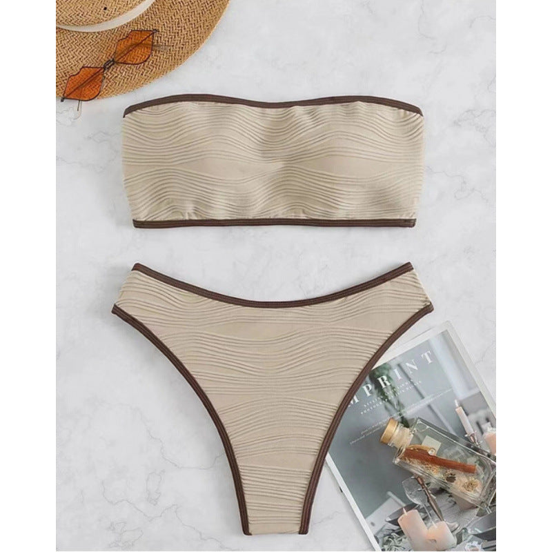 Dame bandeau-bikini-sæt med raffineret strukturdesign Stilla
