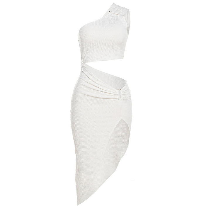 Damer asymmetrisk omslagkjole med åben skulder og raffineret drapering Stilla