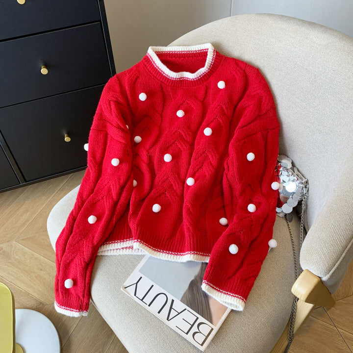 Kvinders chunky strik oversized sweater med afslappet kabelmønster og legende applikationer Stilla