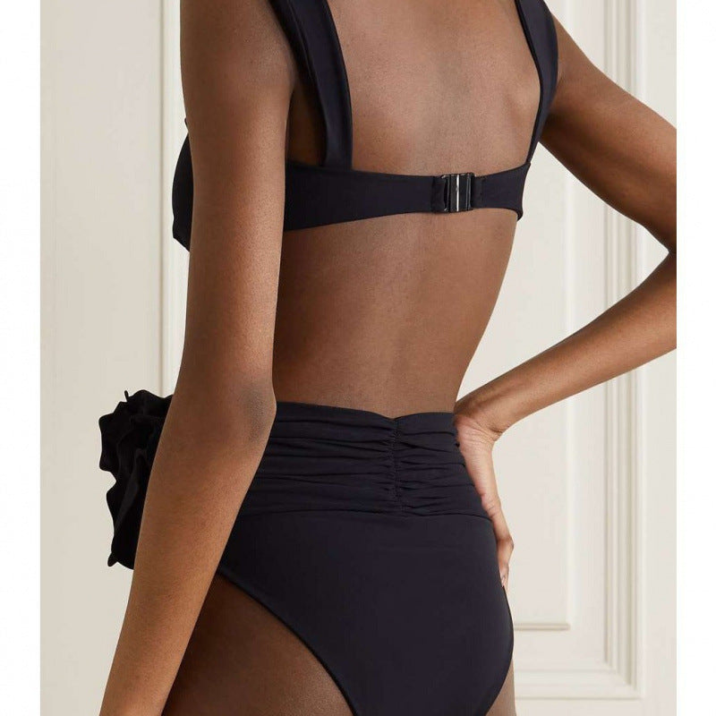Dame Højskåret Bikini med fint Rynkedetail Skovae