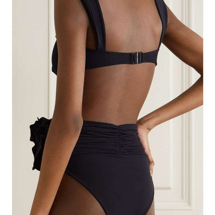 Dame Højskåret Bikini med fint Rynkedetail Skovae