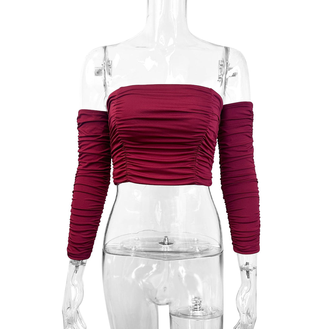 Dame Off-Shoulder Crop Top med Fald Skovae