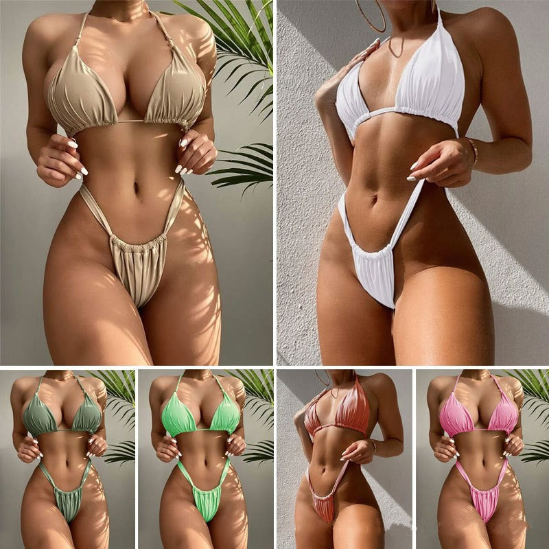 Dame Triangel-Bikini med høj benudskæring Skovae