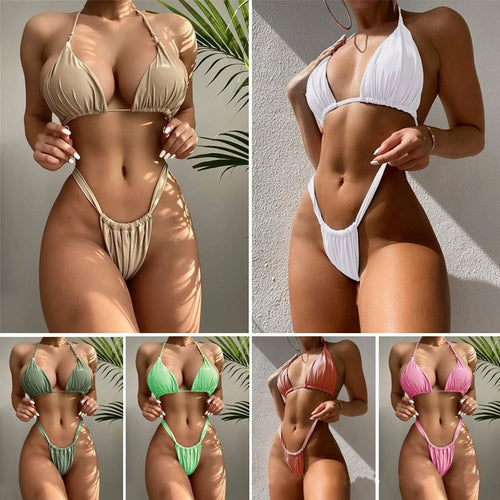 Dame Triangel-Bikini med høj benudskæring Skovae