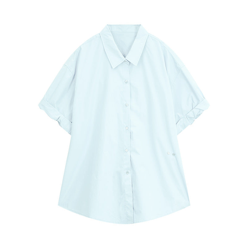 Dame Oversized Skjortebluse med kort ærme og moderne snit Stilla