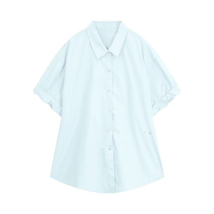 Dame Oversized Skjortebluse med kort ærme og moderne snit Stilla