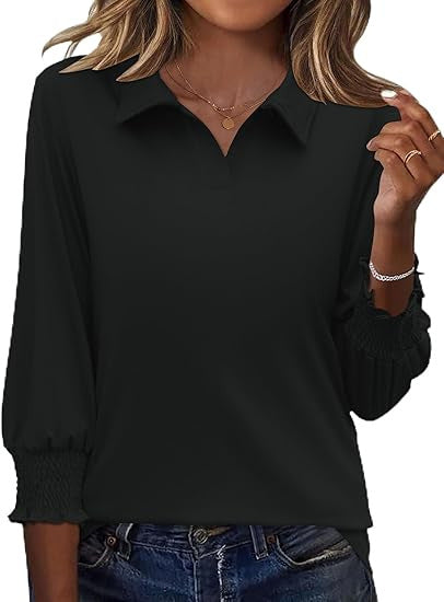 Dame Elegant Polo Shirt med Ruffle Detaljer Stilla