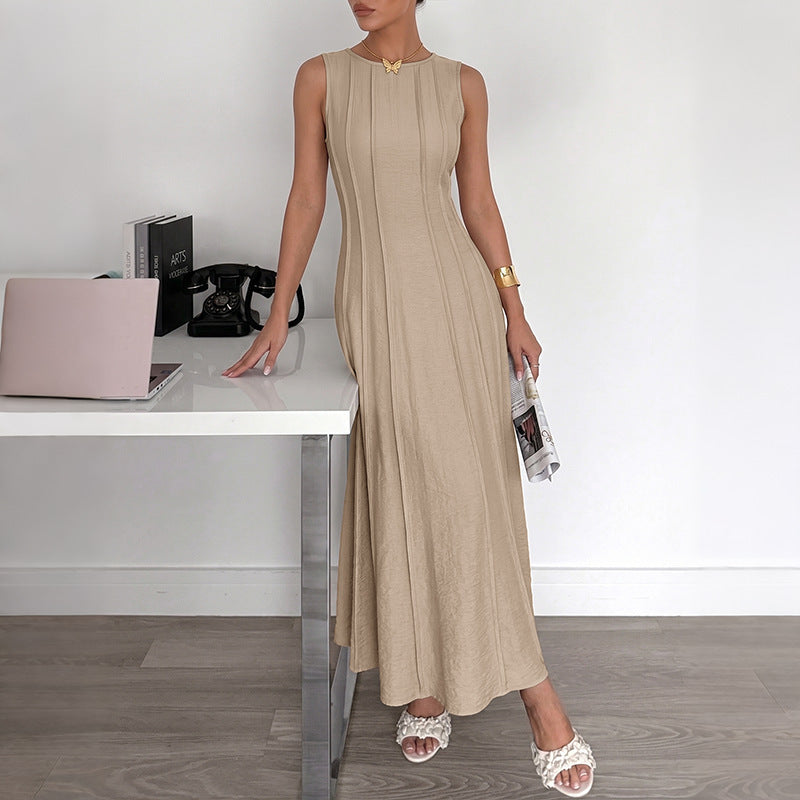 Damen Langarm Maxikleid mit eleganten Streifen und schmeichelndem Schnitt Skovae