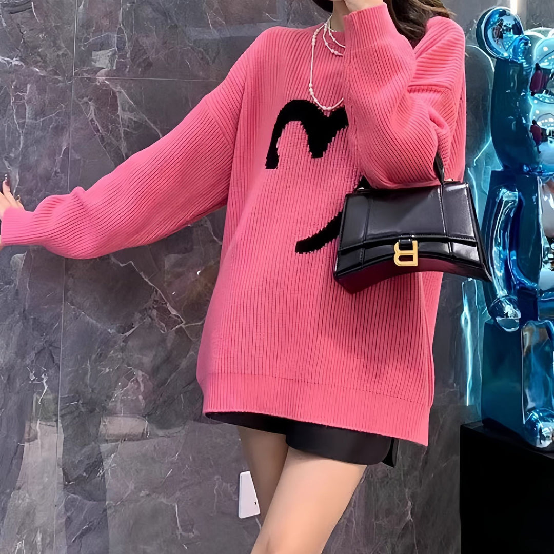 Kvinders oversized sweater med tekstureret kabelmønster Stilla