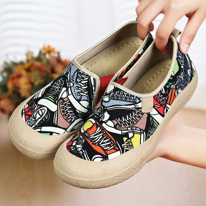 Dame Modiske Slip-On Sneakers med farverigt mønster og skridsikker sål Stilla