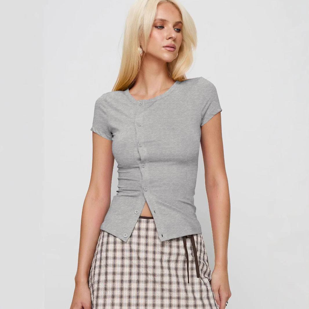 Dame kortærmet Button-up Top Stilla