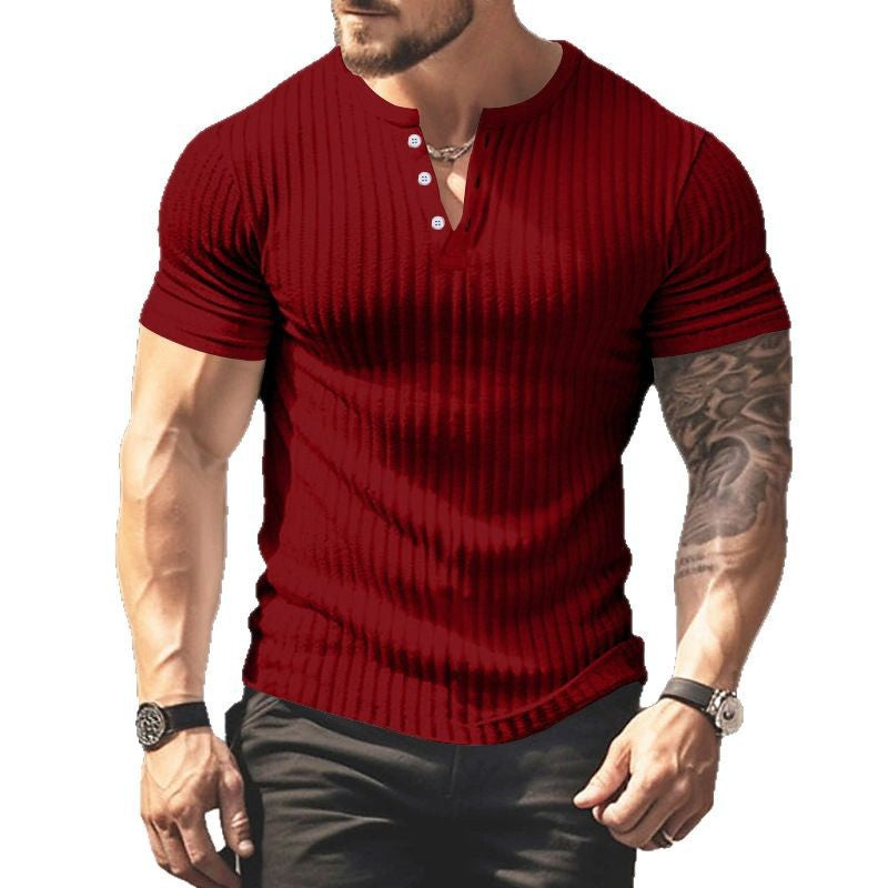 Herrer kortærmet Henley T-shirt med struktureret overflade Stilla