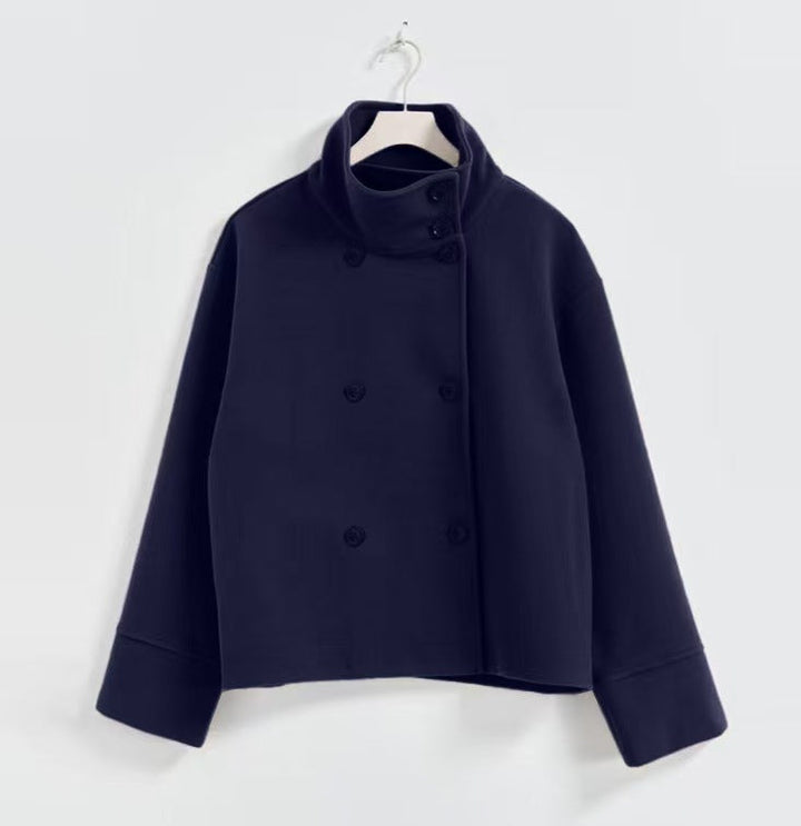 Damesmode Cropped Jakke med Høj Krave og Dobbelt Knaplås Stilla