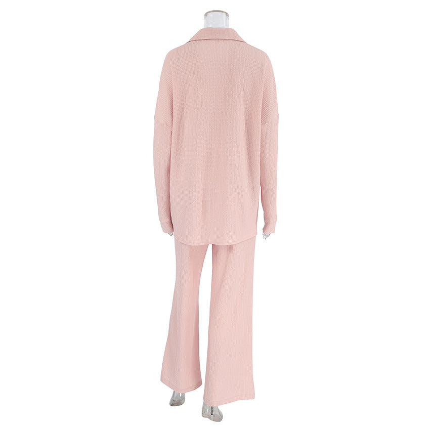 Dame natpyjamas-sæt med elegant knaplukning og bred pasform Stilla
