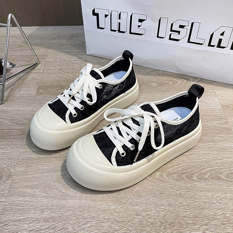 Dame Sneakers med åndbar overfladestruktur og farverig snøring Stilla