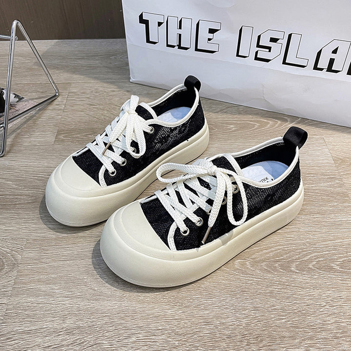 Dame Sneakers med åndbar overfladestruktur og farverig snøring Stilla