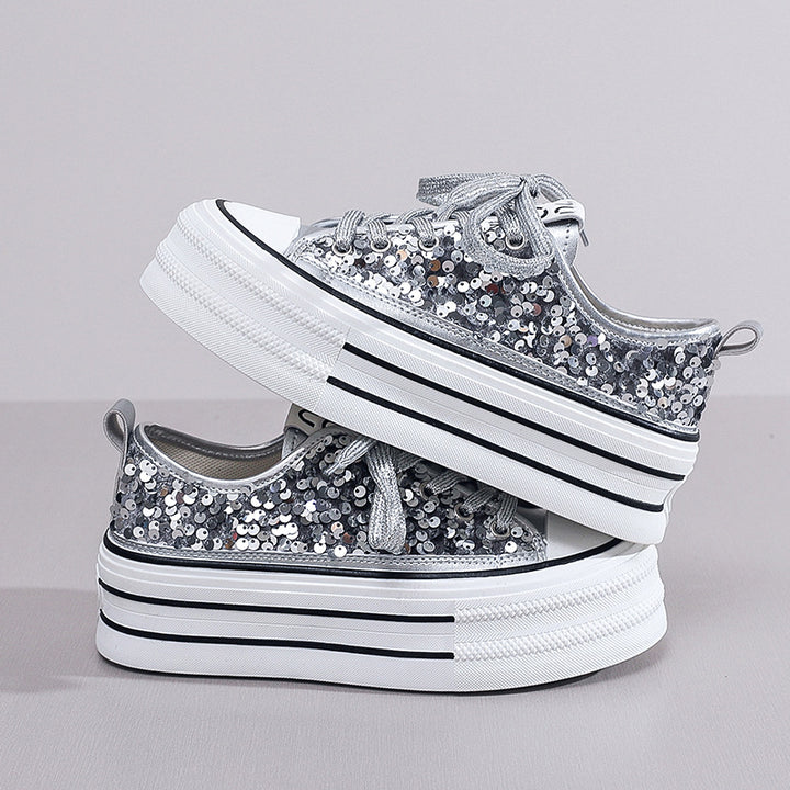 Dame Mode Plateausneakers med glitrende overmateriale Stilla