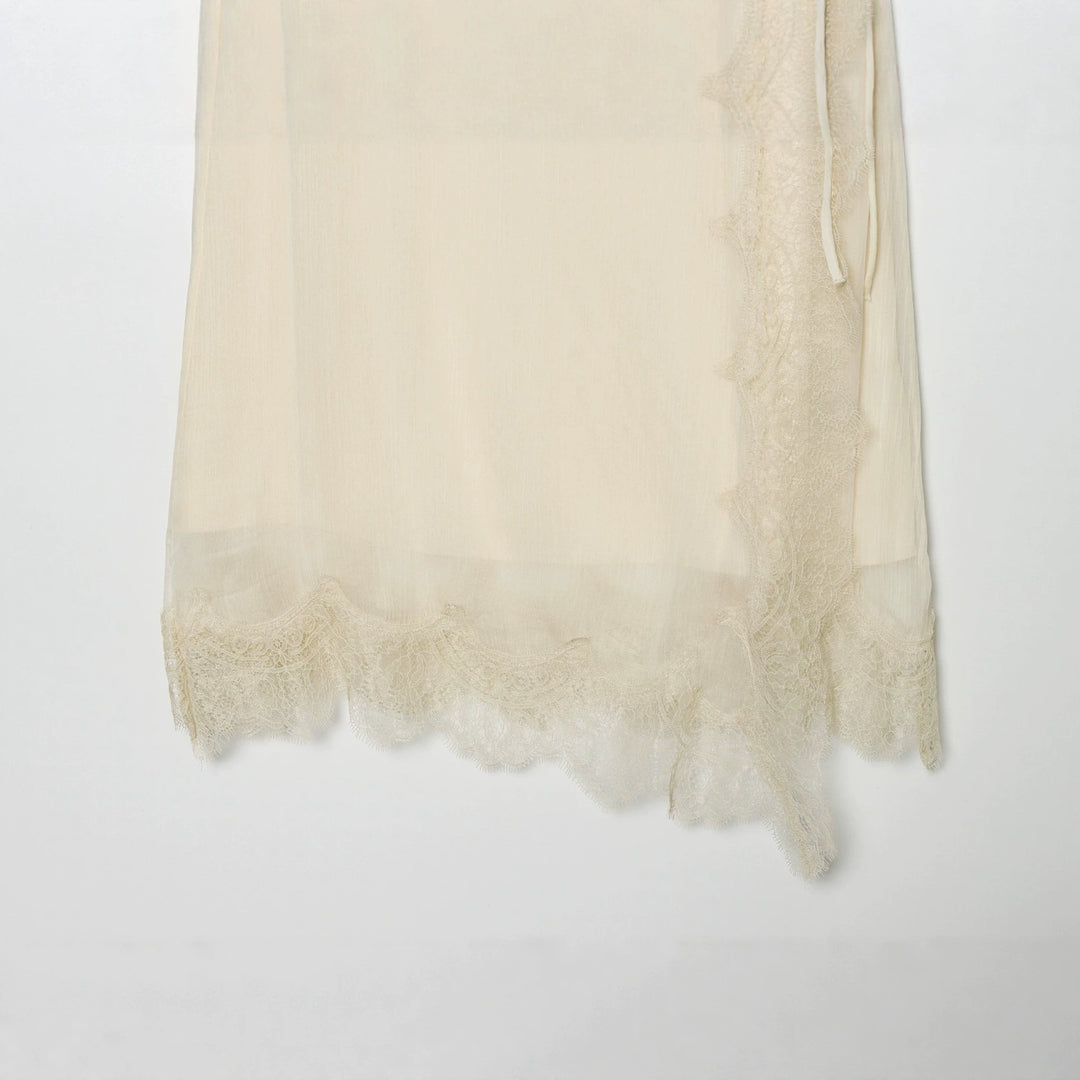 Dame elegant ruffled nederdel med delikat spids dekoration og praktisk talje snøre Skovae
