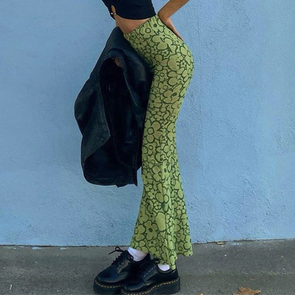 Dame Flared Jeans med blomstermønster og høj talje Stilla
