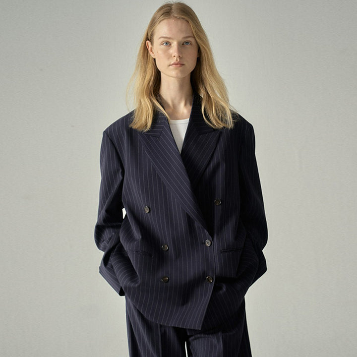 Dame Elegant Dobbeltbrystet Blazer i Vintage-stil med Indsnit Stilla