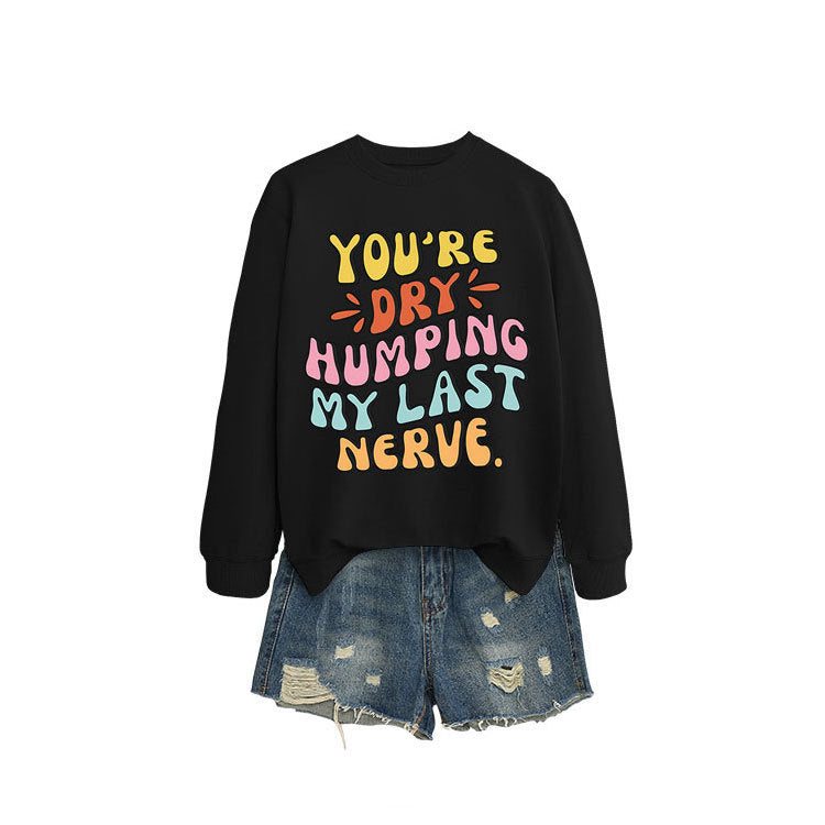 Kvinders sweatshirt med muntert tegneserie slogan og afslappet snit Stilla