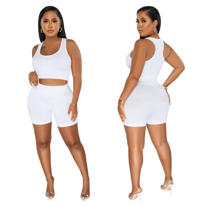 Damer Sporty Crop-Top og Shorts Sæt Stilla