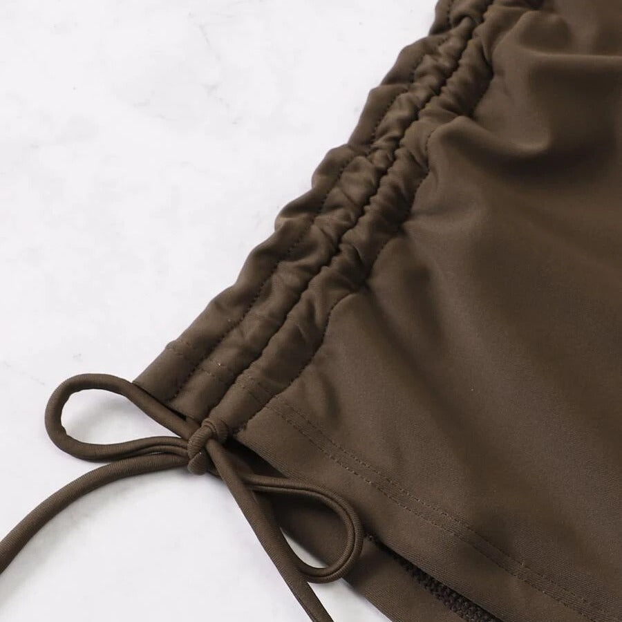Dame cropped top med høj talje og rynkedetaljer Skovae