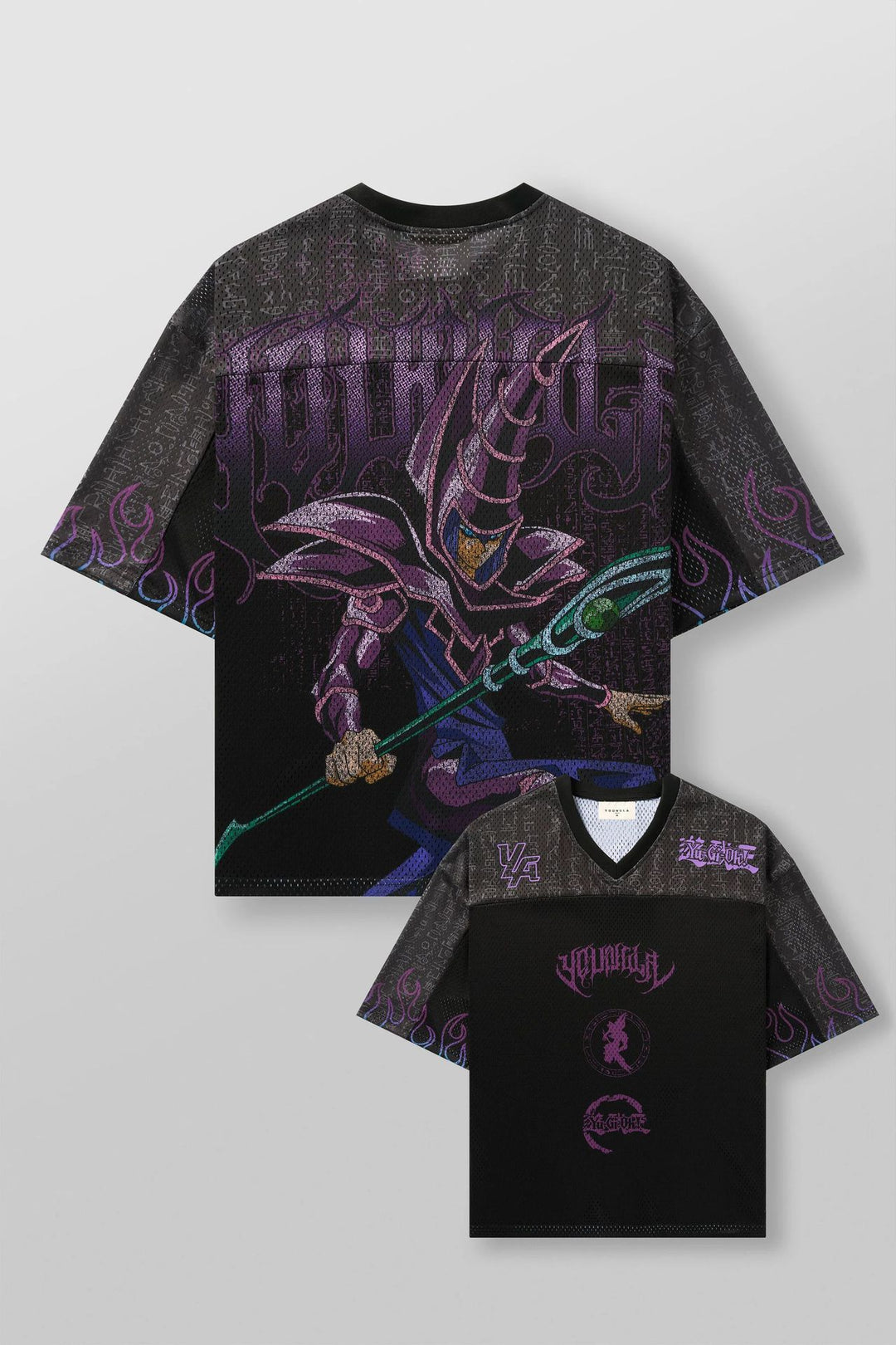Unisex nan åndbart net-jersy med stort anime-print og V-udskæring Skovae