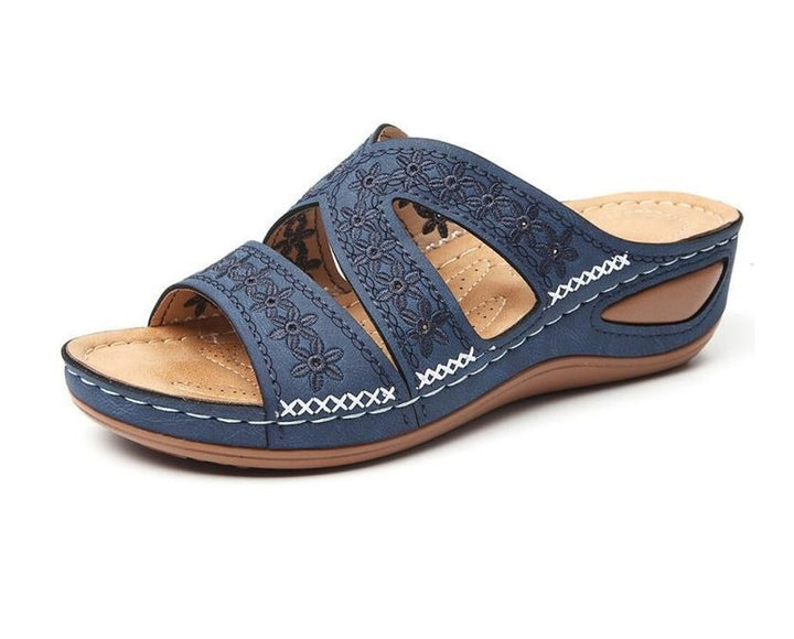 Dame Komfortable Wedge-sandaler med blomsterdetaljer og anatomisk fodseng Stilla