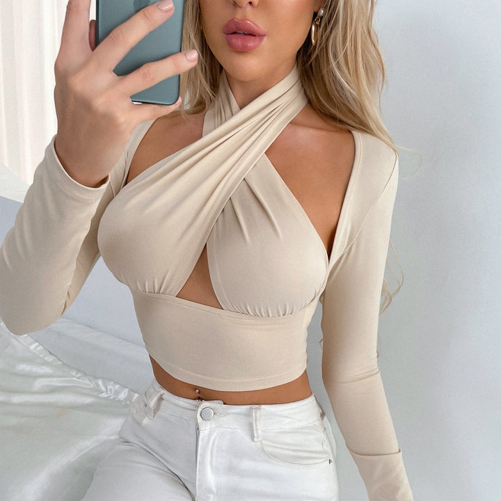 Dame Cropped Top med innovativt indpakningsdesign Skovae