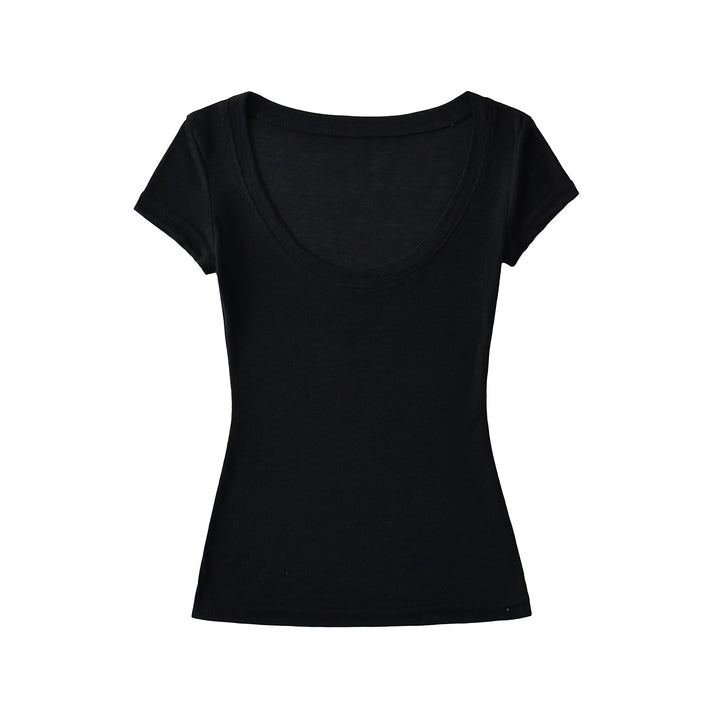 Dame Basic T-shirt med bred rund halsudskæring og tætsiddende snit Stilla