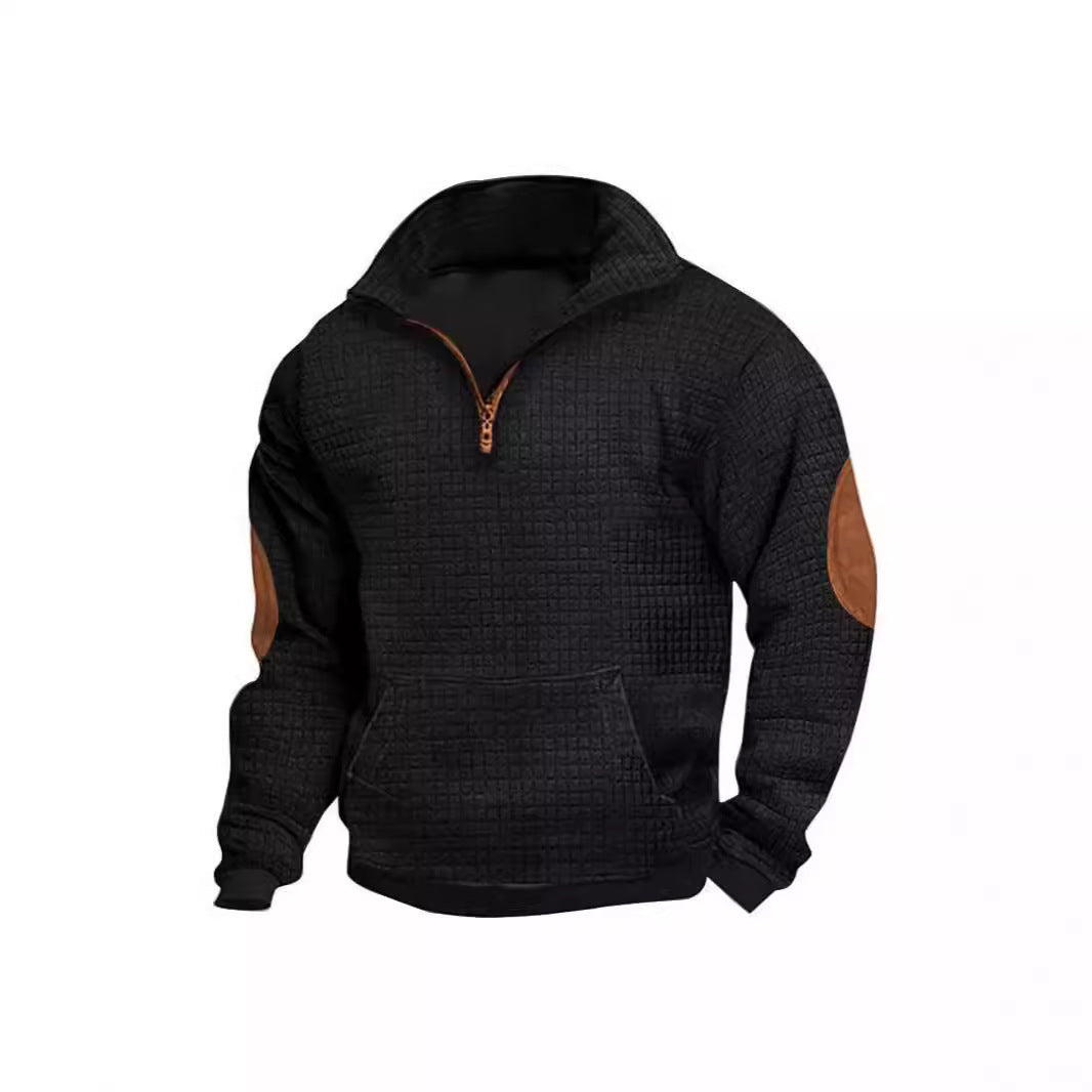 Herrer mode fleece-trøje med høj krave og dobbelt lynlås Stilla