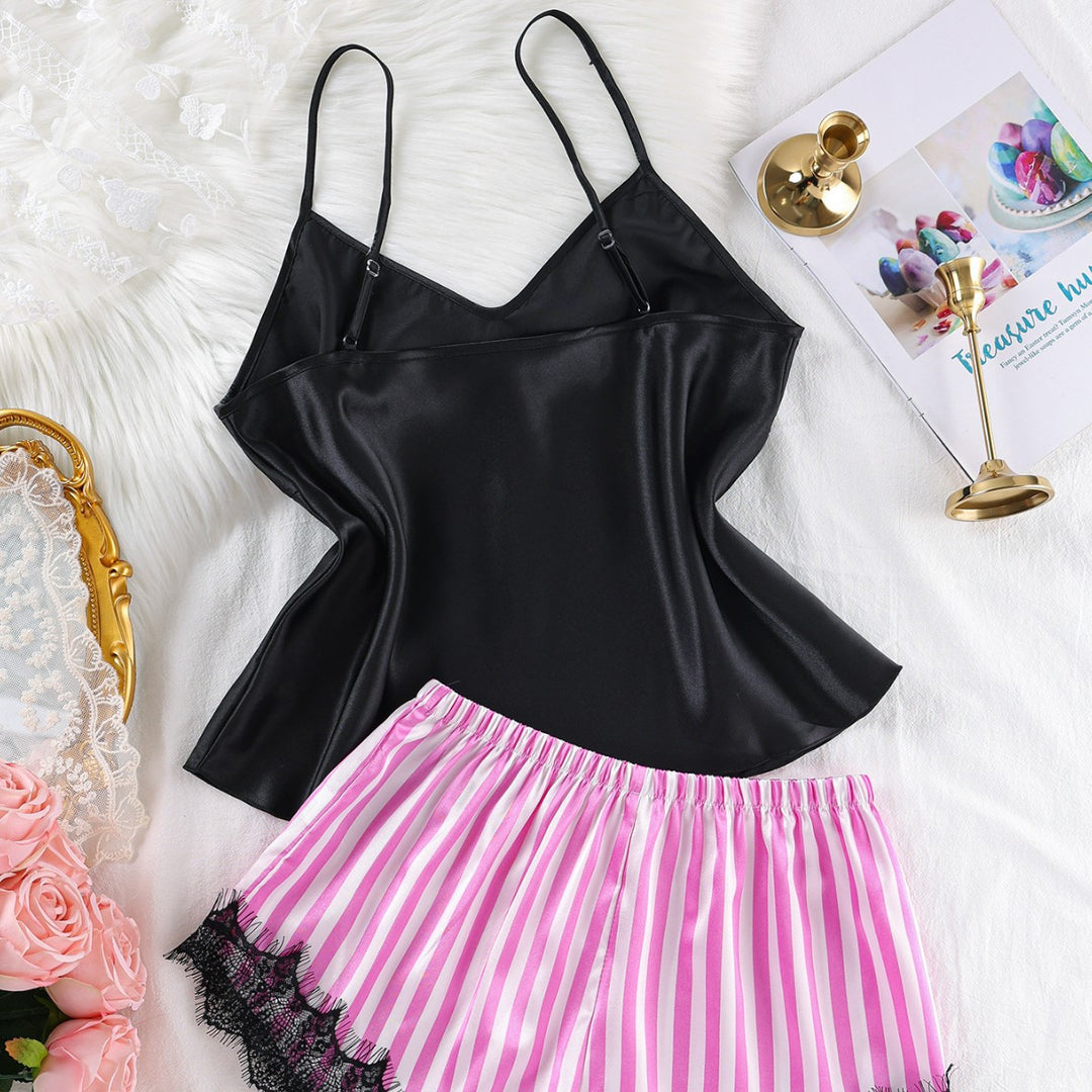 Femme Elegante Satin Cami og Shorts Sæt Stilla