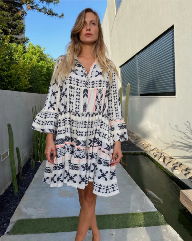 Femme Bohemian-stil lagdelt tunika kjole Stilla