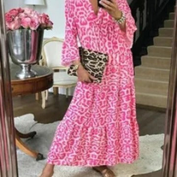 Kvinders maxikjole i elegant leopardprint Skovae