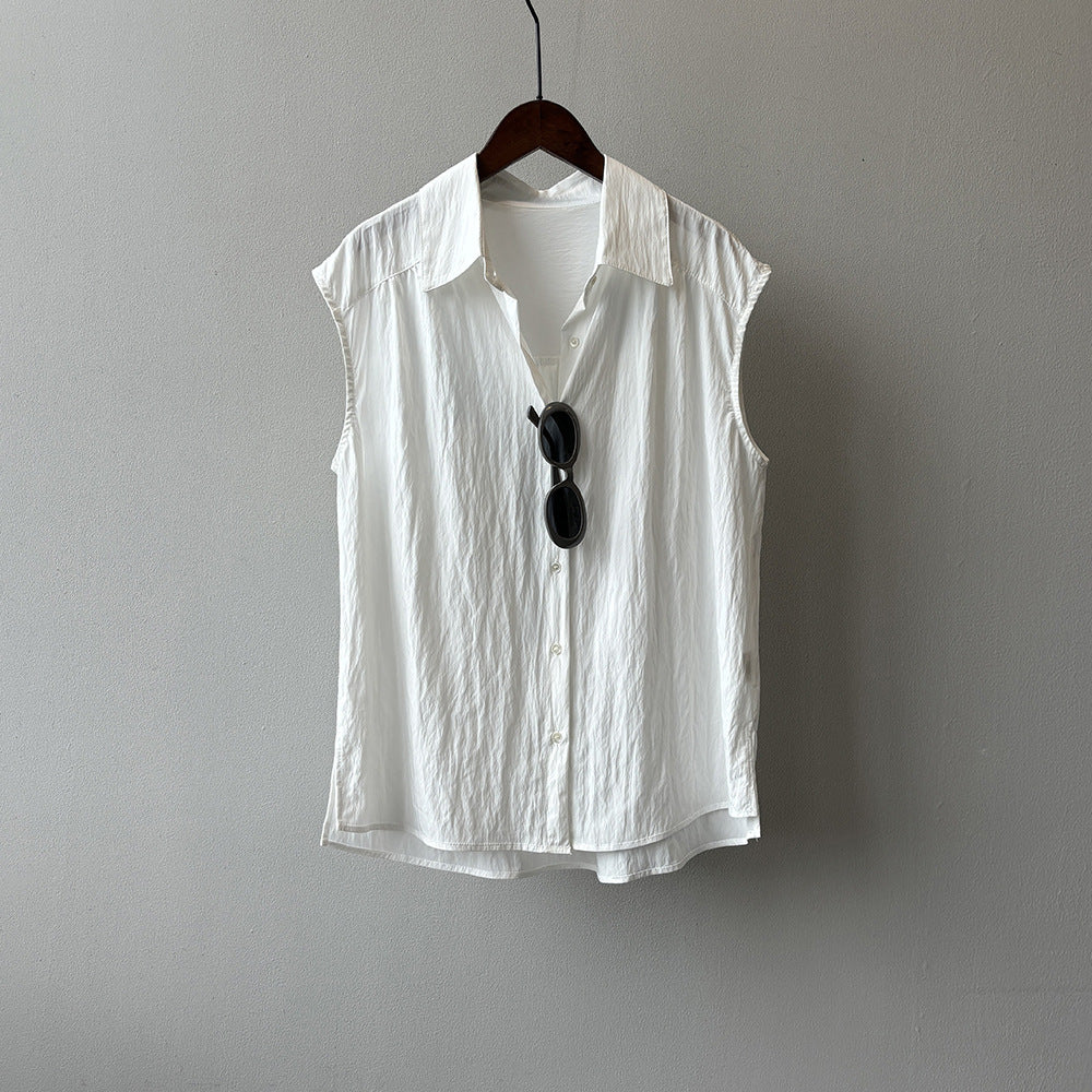 Dame casual blouse med elegant ståkrave og unik knapdetaljering Stilla