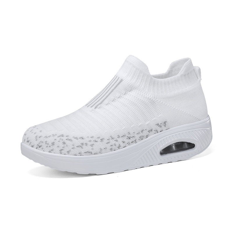 Dame nan strikket slip-on walking sneakers med anatomisk pronationsstøtte, luftpolstret mellemsål og sok-lignende skafte Skovae