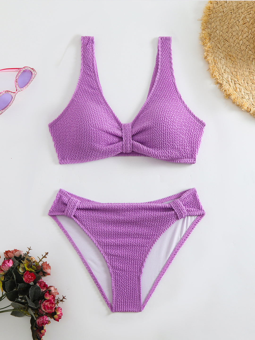 Femme Struktureret Højskåret Bikini-Sæt Stilla