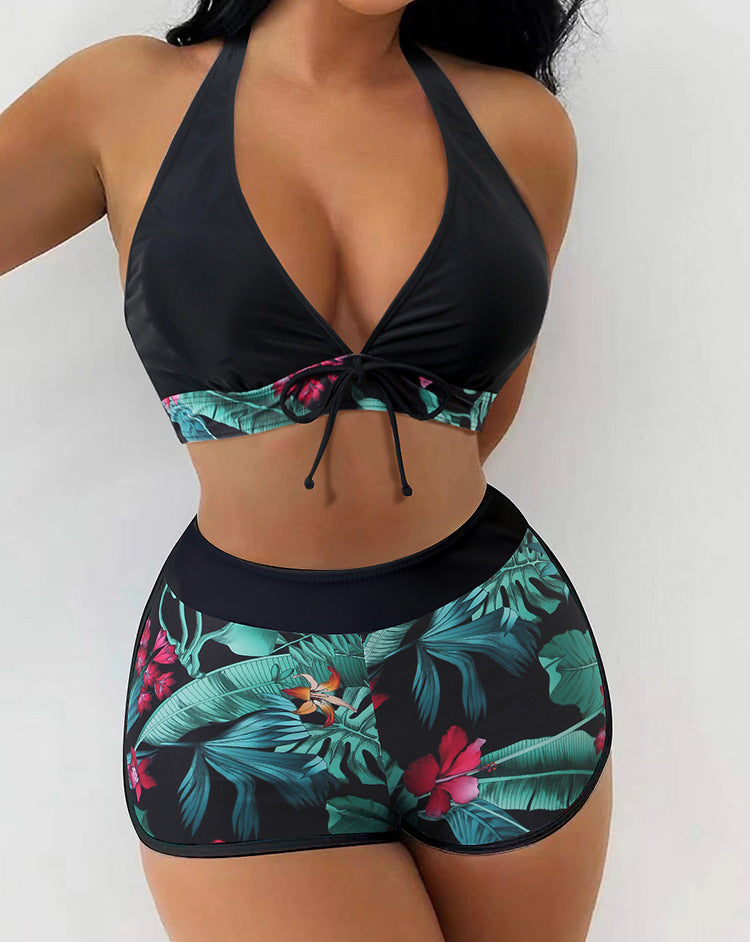 Dame bikini sæt med moderne halterneck-design og sporty high-waist-snit Skovae