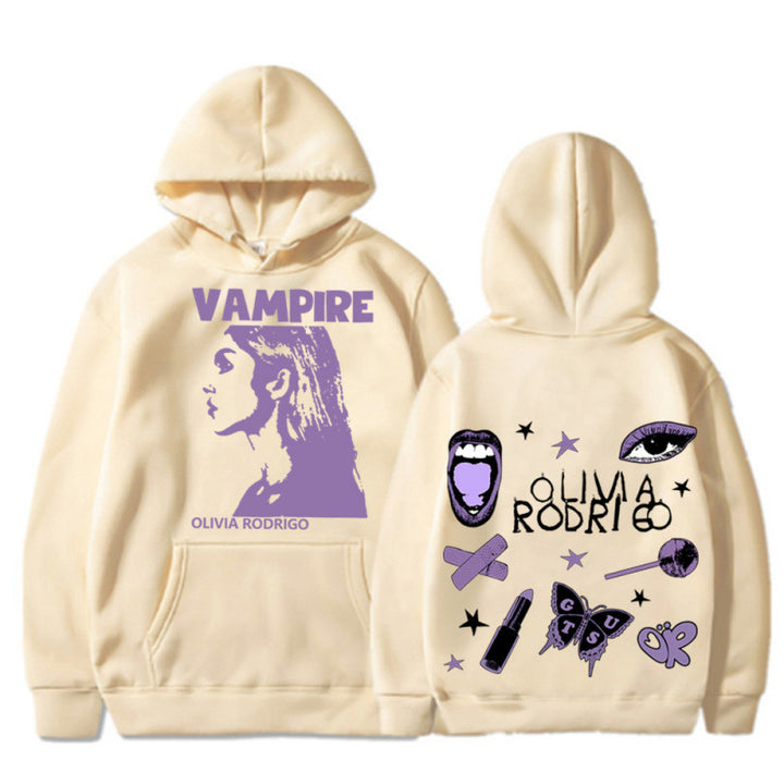 Kvinders hoodie med kunstnerisk vampyrtryk og oversized pasform Skovae