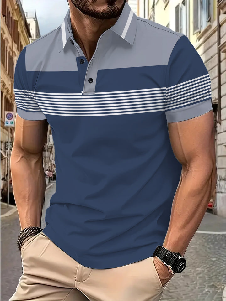 Herrer Poloshirt med moderne kontraster og stiliseret stribedesign Stilla