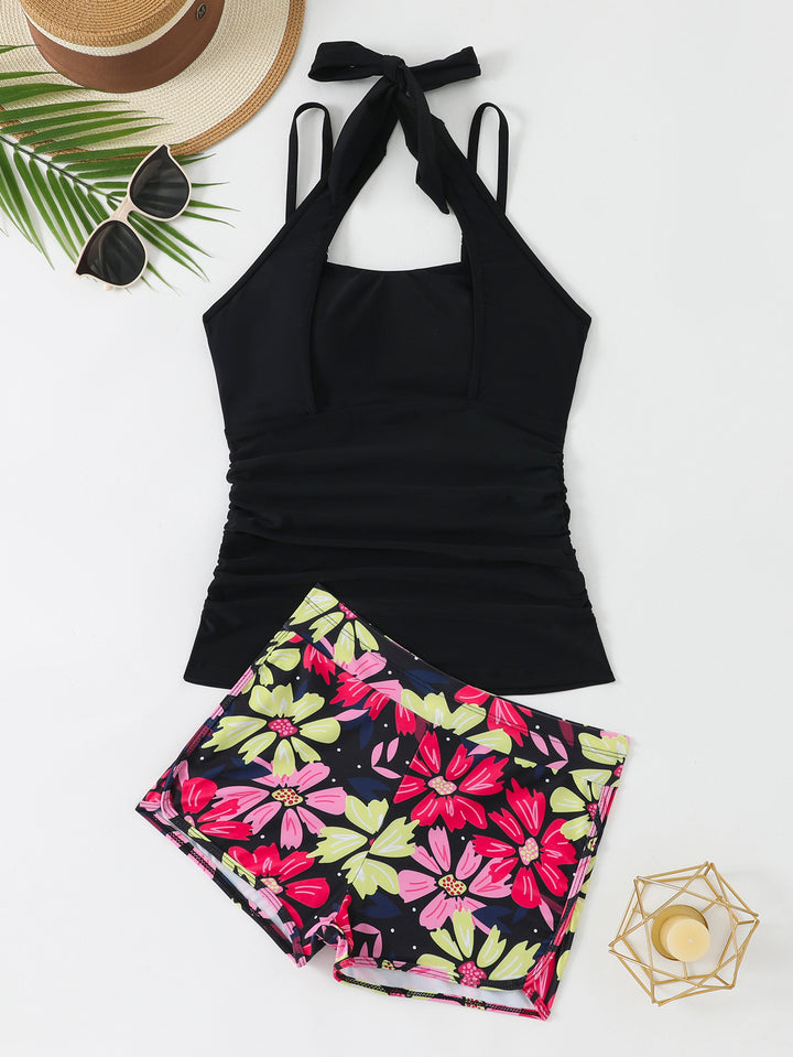 Damer Tankini med blomstrede shorts Skovae