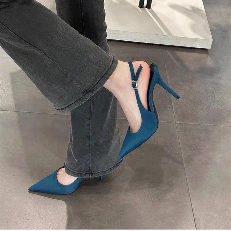 Dame Elegant Slingback Højhælede med smalt Ornamentbånd Stilla