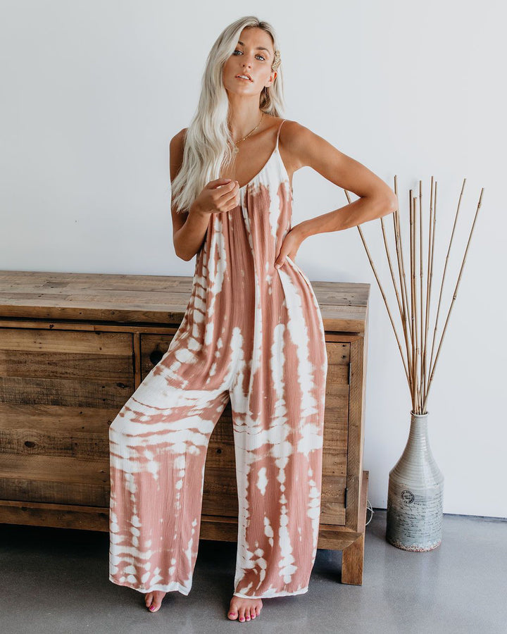 Dame Maximalt Fritids-Jumpsuit med Spaghettistropper Stilla