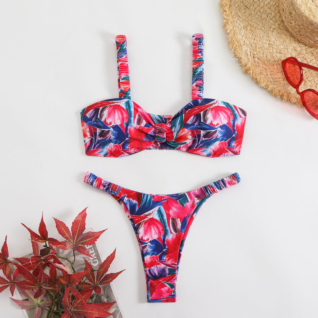Dame blomsterprint underwire bikini sæt Stilla