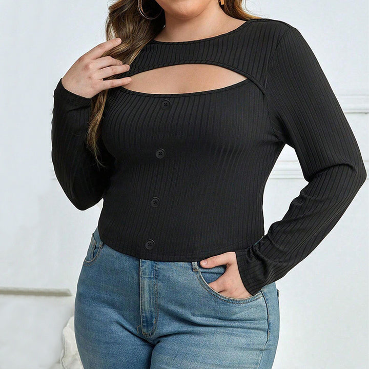 Dame tætsiddende langærmet body med moderne cut-out-design Stilla