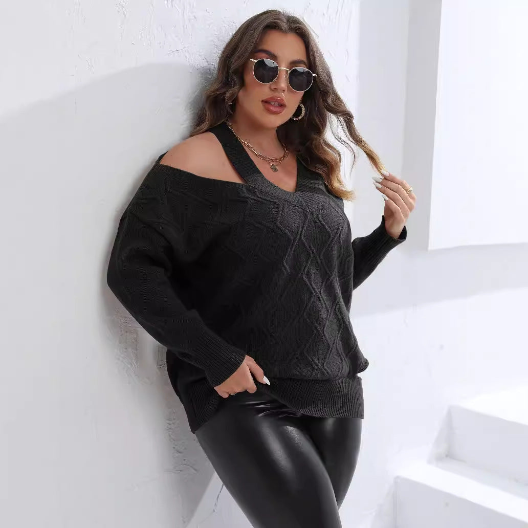 Damer afslappet sweater med elegant V-hals og struktureret design Stilla