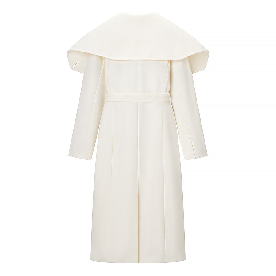 Dame Elegant Trench Coat med Overdimensioneret Krave og Justerbart Talje Bælte Stilla