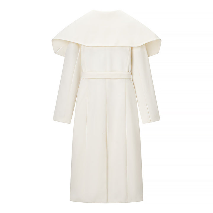 Dame Elegant Trench Coat med Overdimensioneret Krave og Justerbart Talje Bælte Stilla